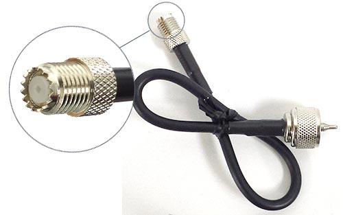 Mini-UHF (F) to PL-259 (M) 1ft Coax Adapter Cable